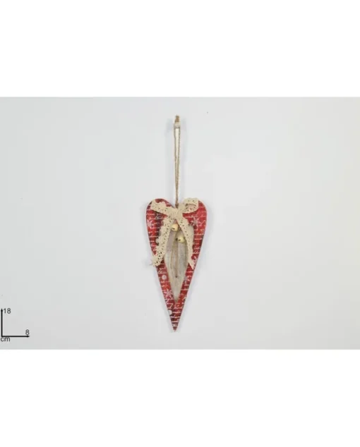 Addobbo Appendino Cuore Di Legno 18X8 Cm