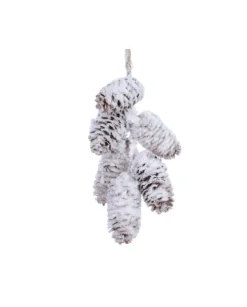 Addobbo Appendino Set Pigne Innevate 18 Cm Per Albero Di Natale