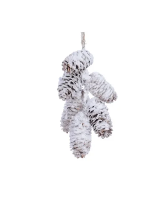 Addobbo Appendino Set Pigne Innevate 18 Cm Per Albero Di Natale