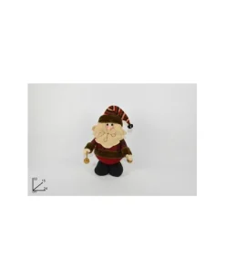 Addobbo Babbo Natale Tessuto Scozzese Con Sci 33Cm