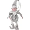 Addobbo Natalizio Elfo Argento 30Cm