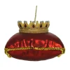Addobbo Ornamento Appendino In Vetro Corona Su Cuscino Per Albero Di Natale