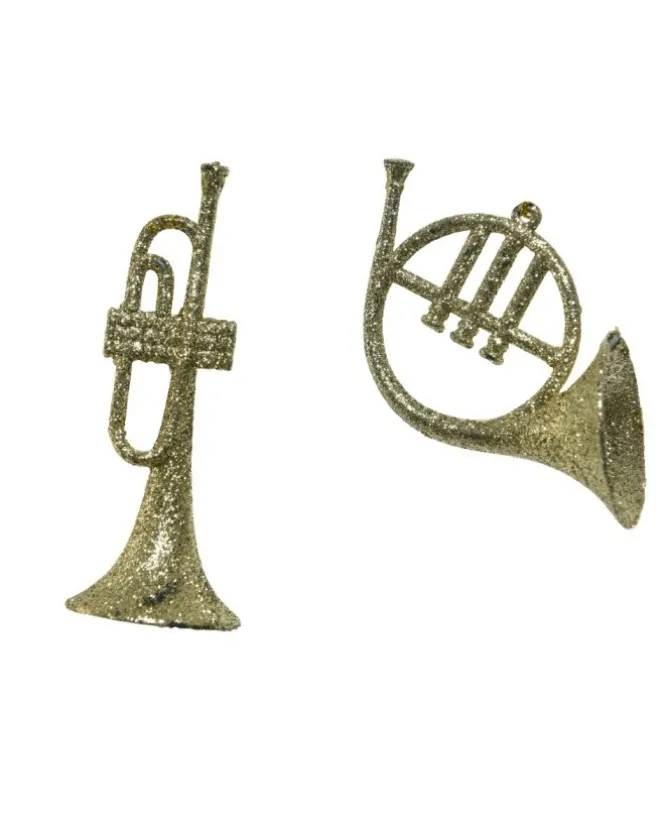 Addobbo Trombette Di Plastica Oro