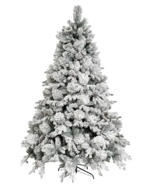 Albero Di Natale Bianco Innevato Big Sky Con Pigne 240Cm | Chianese