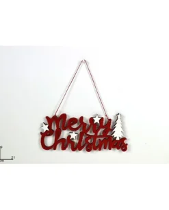 Appendino Merry Christmas Legno Con Tessuto