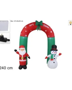 Arco Gonfiabile Con Babbo Natale E Pupazzo Di Neve Luci E Scritta Marrychristmas
