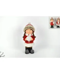 Bambola Natalizia Bimba O Bimbo Con Cappello E Palla Di Neve 27Cm