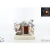 Casetta Con Babbo Natale Luce Led Effetto Fuoco A Batteria 37X26X38 Cm
