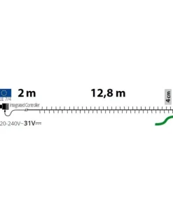 Catena Lineare Luci 320 Led Bianco Con Controller 12,8 Mt Per Albero Di Natale