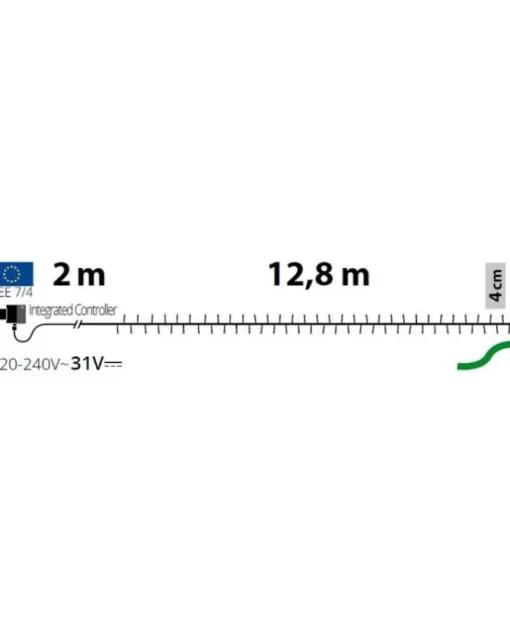 Catena Lineare Luci 320 Led Bianco Con Controller 12,8 Mt Per Albero Di Natale