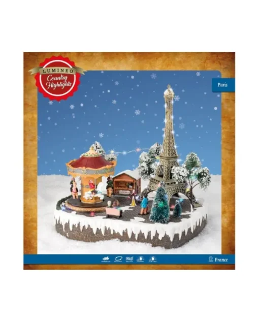 Giostrina Di Natale Tour Eiffel Con Carosello 29,5X24Xx30 Cm