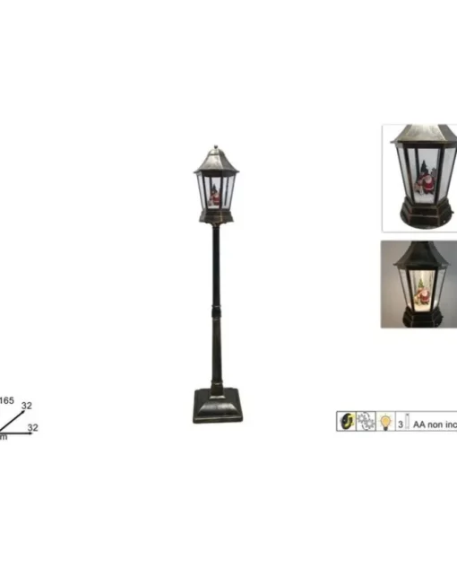Lampione Con Babbo Natale 165 Cm Con Neve Luci E Musica