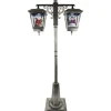 Lampione Doppia Lanterna Con Babbo Natale E Pupazzo Di Neve 80X40X180 Cm