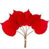Mazzo 6 Foglie Ortensia Velvet 57Cm Rossa Per Decorazioni Di Natale