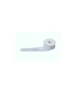Nastro Merry X'Mas 10Mt X 38Mm Bianco Per Decorazioni Natalizie