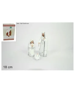Nativita 3 Pezzi In Resuna Bianca Cm 18