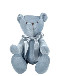 Orsetto Di Velluto 40Cm Blu Per Decorazioni Di Natale