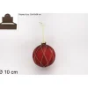 Pallina Sfera Di Vetro 10Cm Rombi Rossa Per Albero Di Natale 1Pz