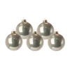 Pallina Sfera Di Vetro Liscia Platino 100Mm 12Pz Per Albero Di Natale