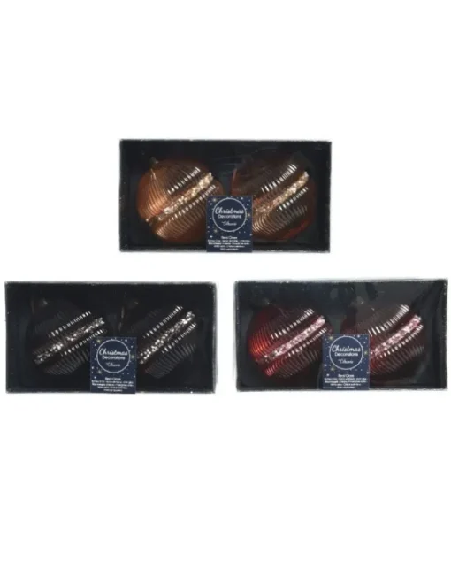 Palline Sfere Di Vetro Decorate Per Albero Di Natale 80Mm 2 Pz