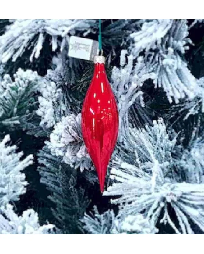 Pendente Di Vetro 4Cm 1Pz Rosso Per Albero Di Natale