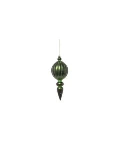 Pendente Di Vetro Tondo Con Punta 20Cm Verde Per Albero Di Natale