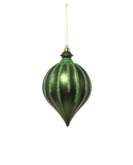 Pendente Tondo Di Vetro 15Cm Verde Per Albero Di Natale
