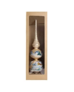 Puntale Di Vetro Decorato A Mano Champagne Per Albero Di Natale