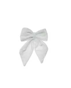 Puntale Fiocco Di Velluto 13X15Cm Bianco Per Decorazione Albero Di Natale