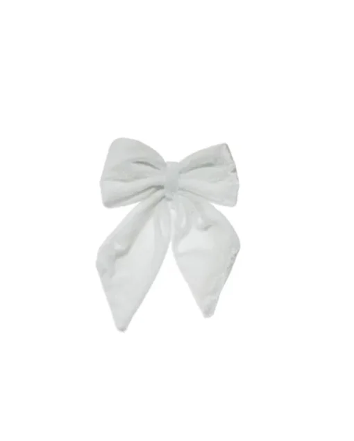 Puntale Fiocco Di Velluto 13X15Cm Bianco Per Decorazione Albero Di Natale