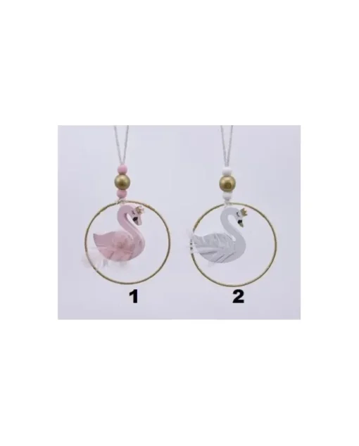 1Pz Addobbo Appendino Decoro Cigno Per Albero Di Natale 8.5Cm