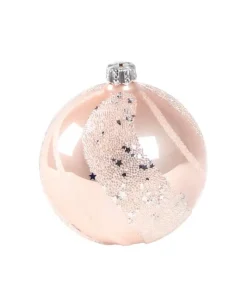 1Pz Pallina Di Vetro Decorata A Mano Rosa 80Mm