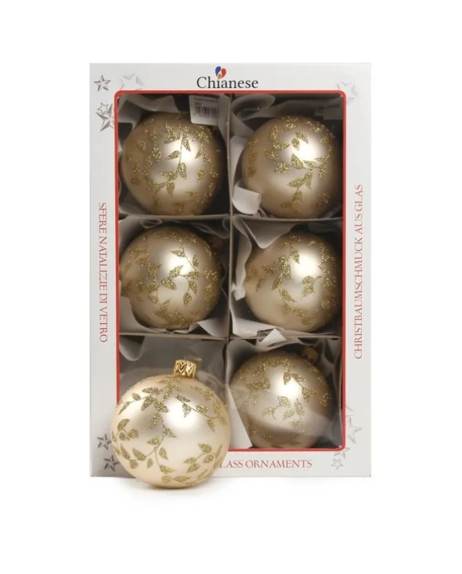 1Pz Pallina Di Vetro Decorata A Mano 80Mm