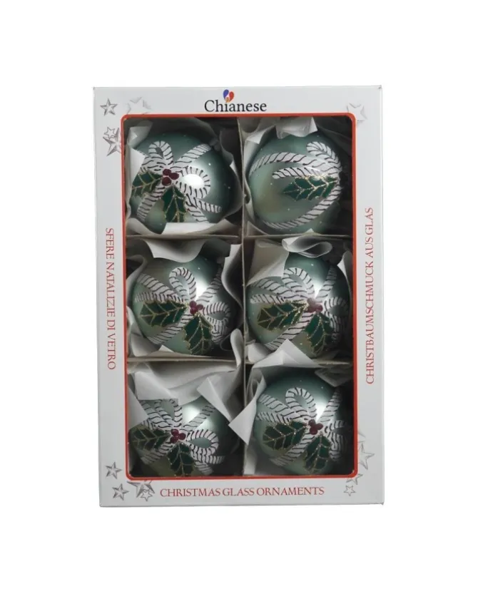 1Pz Pallina Di Vetro Decorata A Mano 80Mm