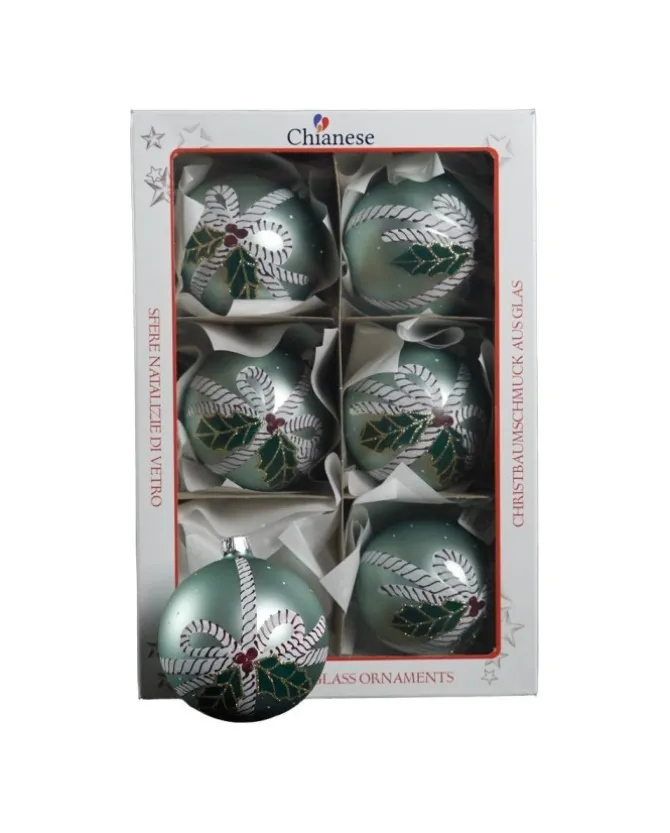 1Pz Pallina Di Vetro Decorata A Mano 80Mm