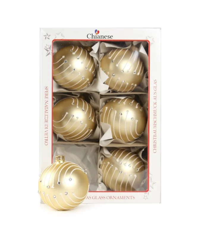 1Pz Pallina Di Vetro Decorata A Mano Champagne Opaco 80Mm