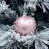 1Pz Pallina Di Vetro Decorata A Mano Rosa Opaco 80Mm