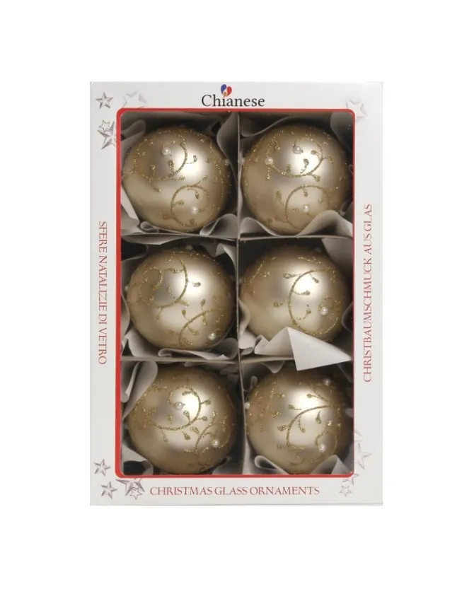 1Pz Pallina Di Vetro Decorata A Mano 80Mm