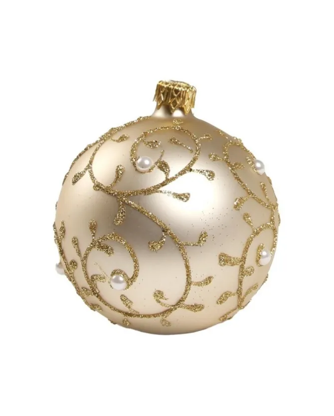 1Pz Pallina Di Vetro Decorata A Mano 80Mm