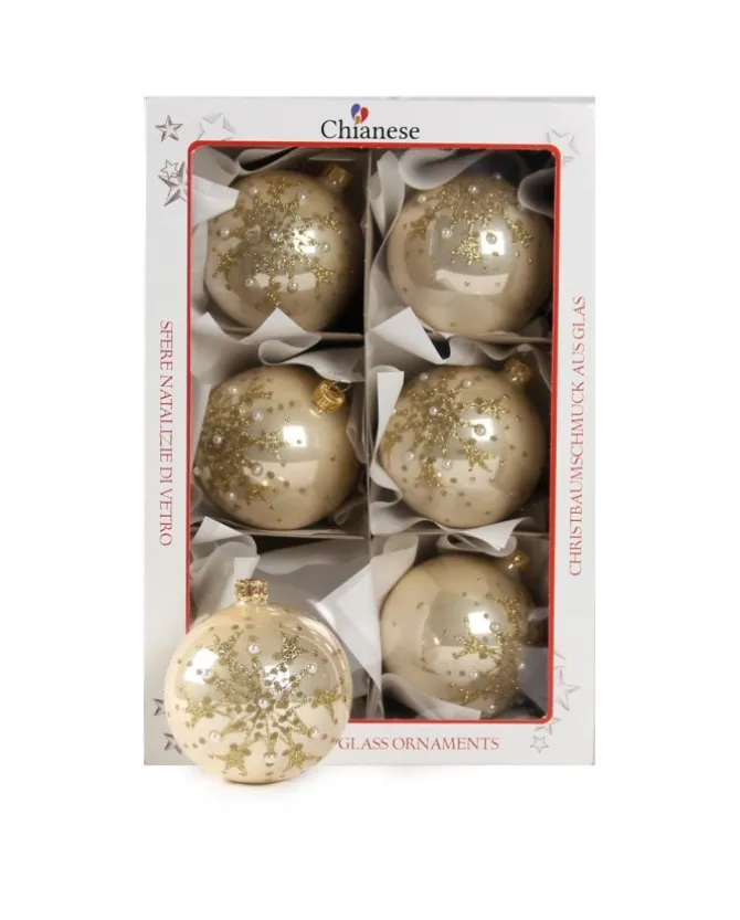 1Pz Pallina Di Vetro Decorata A Mano Orolucido 80Mm