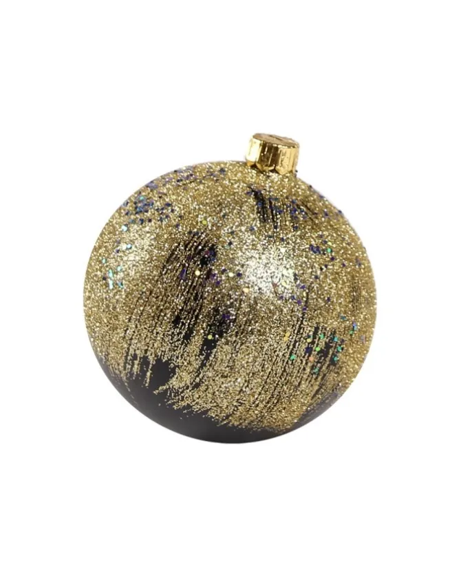 1Pz Pallina Di Vetro Decorata A Mano Nero Opaco 80Mm