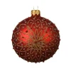 1Pz Pallina Di Vetro Decorata Rosso Opaco 80Mm