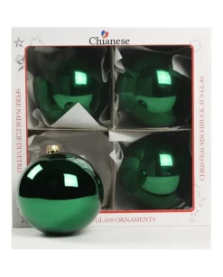 1Pz Pallina Di Vetro Tinta Unita Verde Lucido 100Mm
