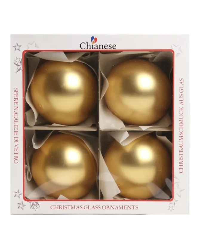 1Pz Pallina Di Vetro Tinta Unita Oro Opaco 100Mm