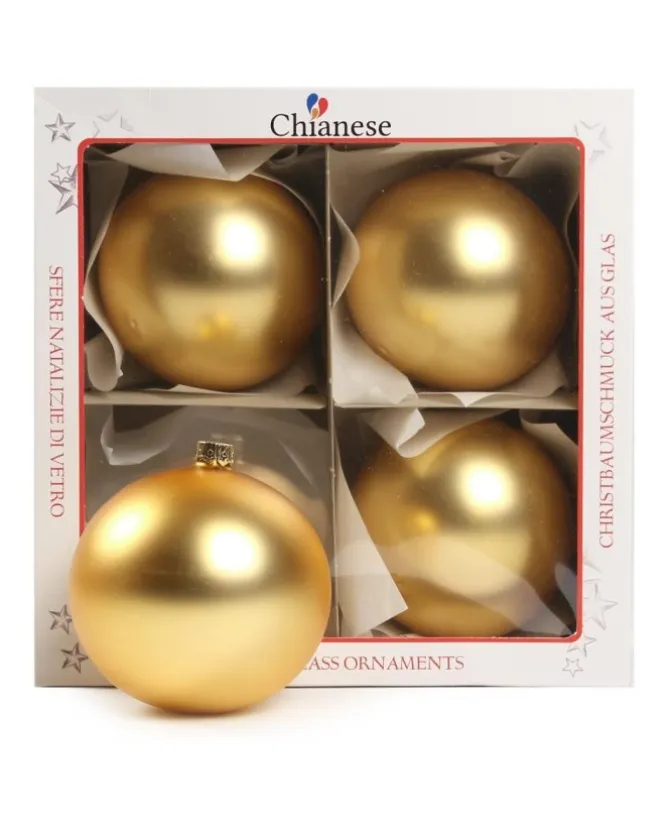 1Pz Pallina Di Vetro Tinta Unita Oro Opaco 100Mm