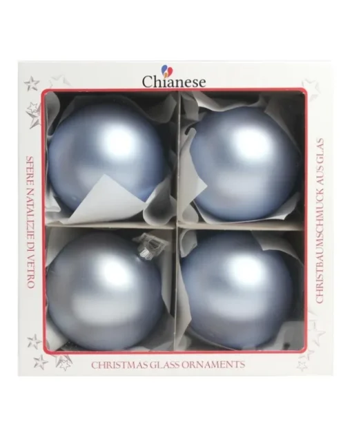 1Pz Pallina Di Vetro Tinta Unita Azzurro Opaco 100Mm