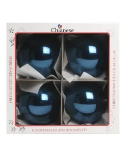 1Pz Pallina Di Vetro Tinta Unita Blu Lucido 100Mm