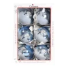 1Pz Pallina In Vetro Decorata A Mano Azzurro Lucido 80Mm