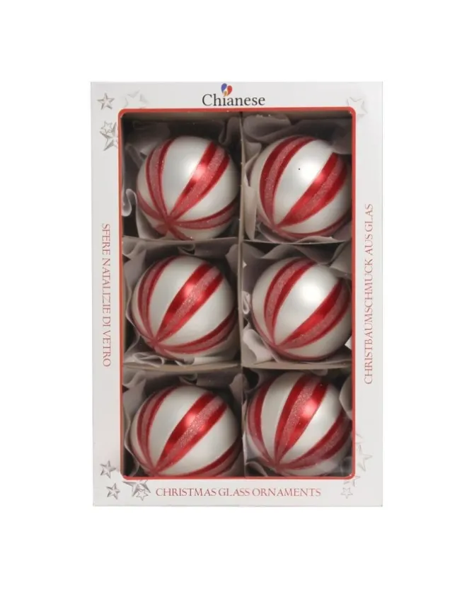 1Pz Pallina In Vetro Decorata A Mano 80Mm