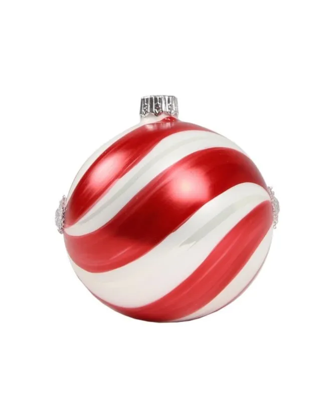 1Pz Pallina In Vetro Decorata A Mano 80Mm